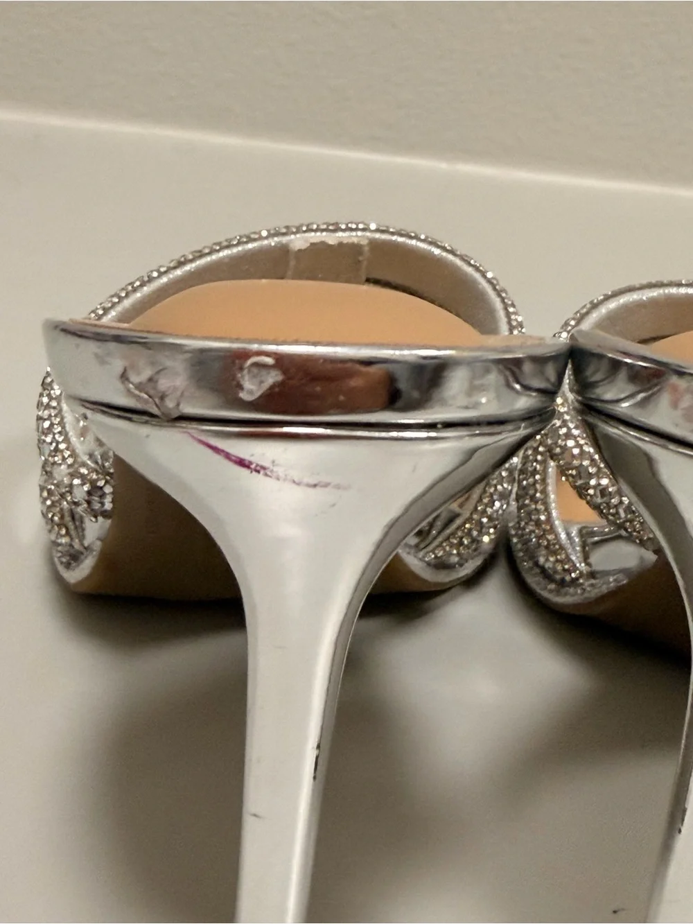 INC International Concepts Silver Crystal Multi-Strap Slide Heels